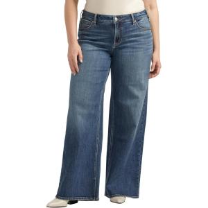 Silver Jeans Co. Womens Plus Size Suki Mid Rise Curvy Fit Wide Leg Jeans(Indigo)