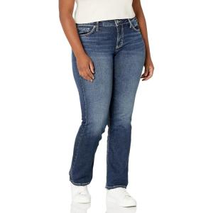 Silver Jeans Co. Women’s Plus Size Suki Mid Rise Slim Bootcut Jeans(Dark Power Stretch)