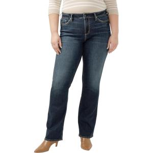 Silver Jeans Co. Women’s Plus Size Suki Mid Rise Slim Bootcut Jeans(Luxe Stretch Dark Wash)