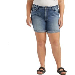 Silver Jeans Co. Womens Plus Size Sure Thing High Rise Long Short(Med Wash Ekc303)