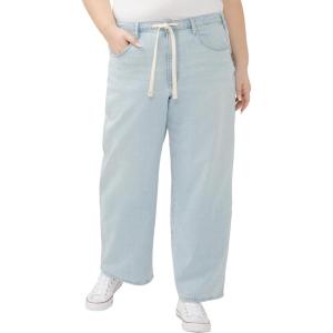 Silver Jeans Co. Women’s Standard and Plus Size Be Easy Straight Leg Drawstring Jeans, Light Wash(Light Wash)