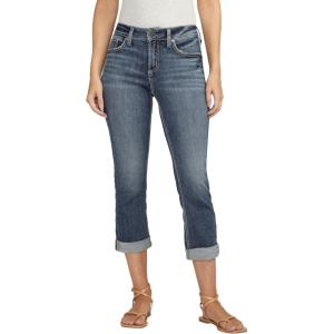 Silver Jeans Co. Women’s Suki Curvy Fit Mid Rise Capri Jean(Indigo)