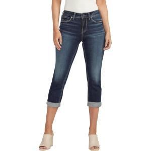 Silver Jeans Co. Women’s Suki Curvy Fit Mid Rise Capri Jean(Luxe Stretch Dark Wash)