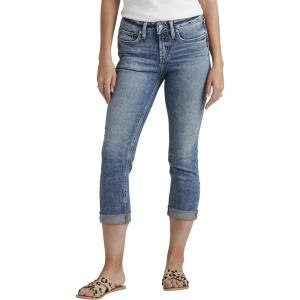 Silver Jeans Co. Women’s Suki Curvy Fit Mid Rise Capri Jean(Med Wash Epx224)