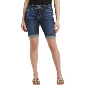Silver Jeans Co. Womens Suki Mid Rise Curvy Fit Bermuda Short(Med Wash Scv399)
