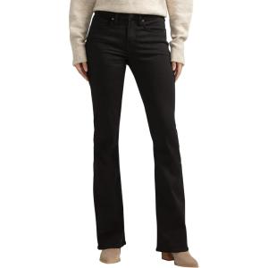 Silver Jeans Co. Women’s Suki Mid Rise Curvy Fit Bootcut Jeans, Luxe Stretch Black, 24W x 31L