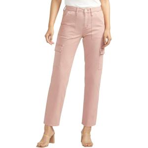 Silver Jeans Co. Womens Suki Mid Rise Curvy Fit Cargo Pants(Light Pink)