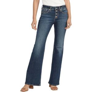 Silver Jeans Co. Women’s Suki Mid Rise Curvy Fit Flare Leg Jeans(Indigo)