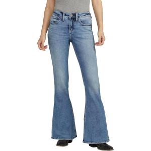 Silver Jeans Co. Women’s Suki Mid Rise Curvy Fit Flare Leg Jeans(Med Wash Scv229)