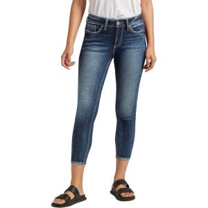 Silver Jeans Co. Womens Suki Mid Rise Curvy Fit Skinny Crop Jeans(Med Wash Eae388)