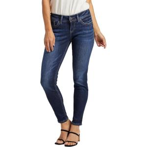 Silver Jeans Co. Women’s Suki Mid Rise Curvy Fit Skinny Jeans(Dark Rinse Shade)