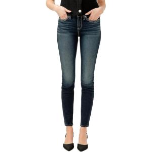 Silver Jeans Co. Women’s Suki Mid Rise Curvy Fit Skinny Jeans(Dark Wash Edb414)