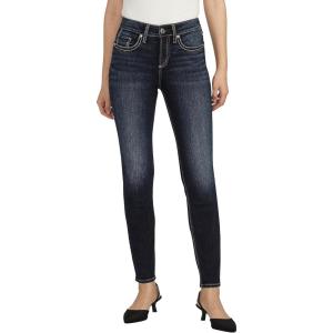 Silver Jeans Co. Women’s Suki Mid Rise Curvy Fit Skinny Jeans(Dark Wash Edb497)