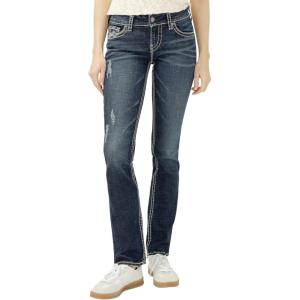 Silver Jeans Co. Women’s Suki Mid Rise Curvy Fit Straight Leg Jeans(Dark Blue Wash)