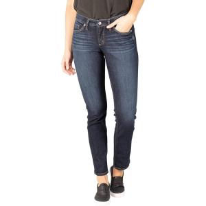 Silver Jeans Co. Women’s Suki Mid Rise Curvy Fit Straight Leg Jeans(Dark Indigo Rinse)