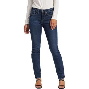 Silver Jeans Co. Women’s Suki Mid Rise Curvy Fit Straight Leg Jeans(Dark Wash Coo453)