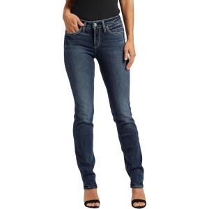 Silver Jeans Co. Women’s Suki Mid Rise Curvy Fit Straight Leg Jeans(Dark Wash Edb359)