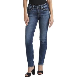 Silver Jeans Co. Women’s Suki Mid Rise Curvy Fit Straight Leg Jeans(Dark Wash Egx434)