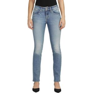 Silver Jeans Co. Women’s Suki Mid Rise Curvy Fit Straight Leg Jeans(Med Wash Eae283)