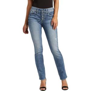Silver Jeans Co. Women’s Suki Mid Rise Curvy Fit Straight Leg Jeans(Med Wash Eae286)