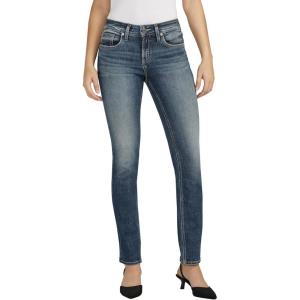 Silver Jeans Co. Women’s Suki Mid Rise Curvy Fit Straight Leg Jeans(Med Wash Eae389)