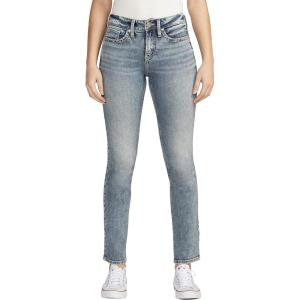 Silver Jeans Co. Women’s Suki Mid Rise Curvy Fit Straight Leg Jeans(Med Wash Ecf289)