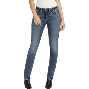 Silver Jeans Co. Women’s Suki Mid Rise Curvy Fit Straight Leg Jeans(Med Wash Ecf385)