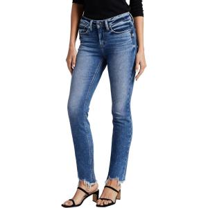Silver Jeans Co. Women’s Suki Mid Rise Curvy Fit Straight Leg Jeans(Med Wash Epx335)