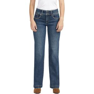 Silver Jeans Co. Womens Suki Mid Rise Curvy Fit Trouser Leg Jeans(Med Wash Eae337)