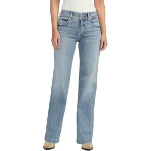 Silver Jeans Co. Womens Suki Mid Rise Curvy Fit Trouser Leg Jeans(Med Wash Ecf265)