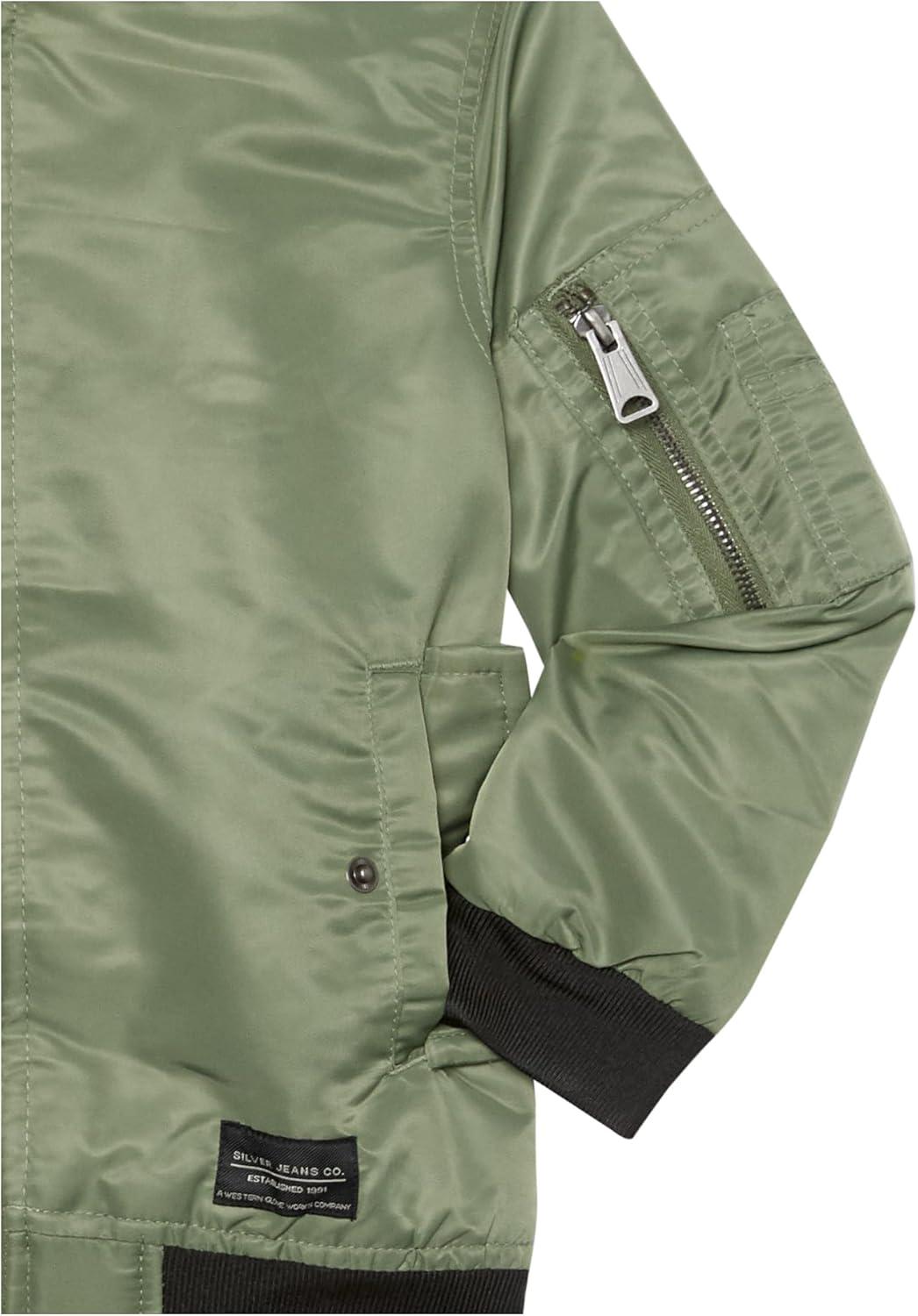 image:imageSilver Jeans Co Boys Hooded Bomber JacketOlive
