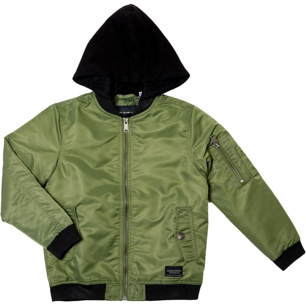 image:imageSilver Jeans Co Boys Hooded Bomber JacketOlive