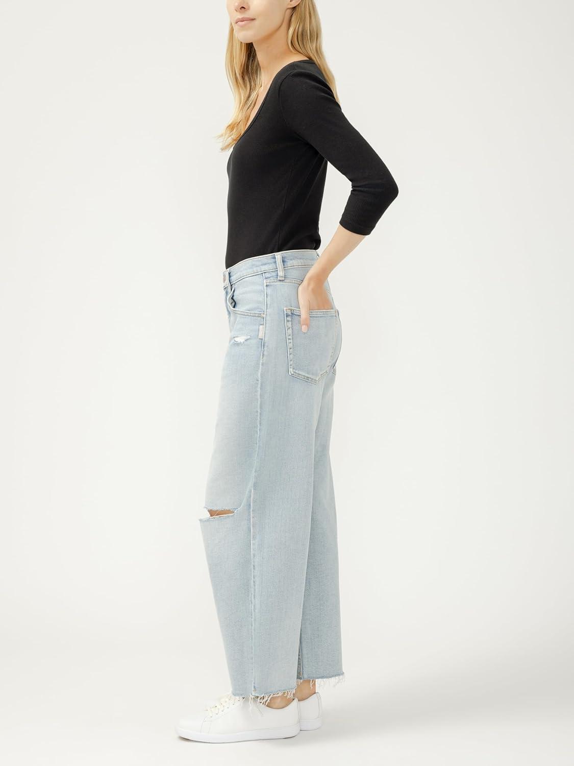 image:imageSilver Jeans Co Womens Be Easy Wide Leg Crop JeansMalaga