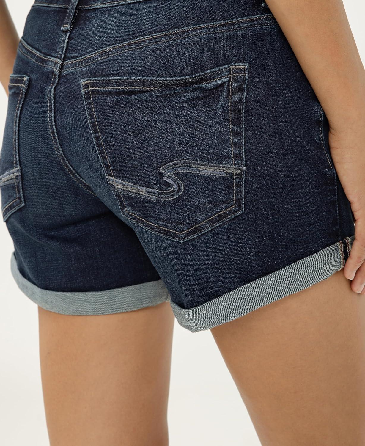 image:imageSilver Jeans Co Womens Boyfriend Mid Rise ShortDark Wash Cvs495