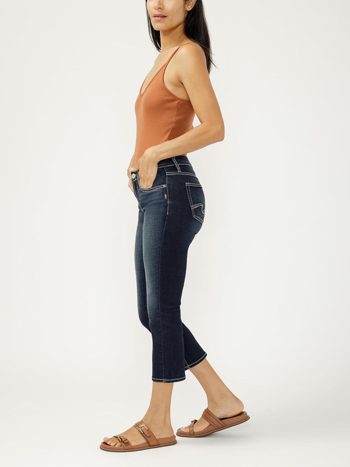 image:imageSilver Jeans Co Womens Elyse Mid Rise Comfort Fit Capri JeansBay St Louis
