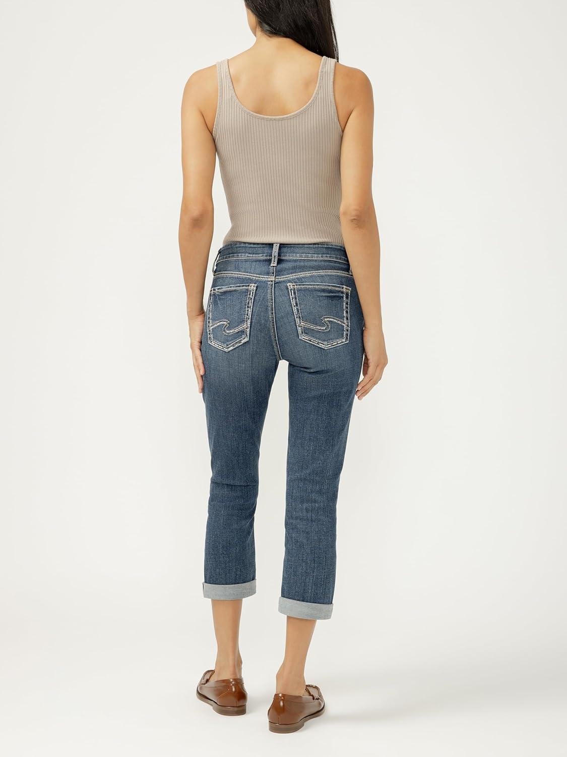 image:imageSilver Jeans Co Womens Elyse Mid Rise Comfort Fit Capri JeansBeverly