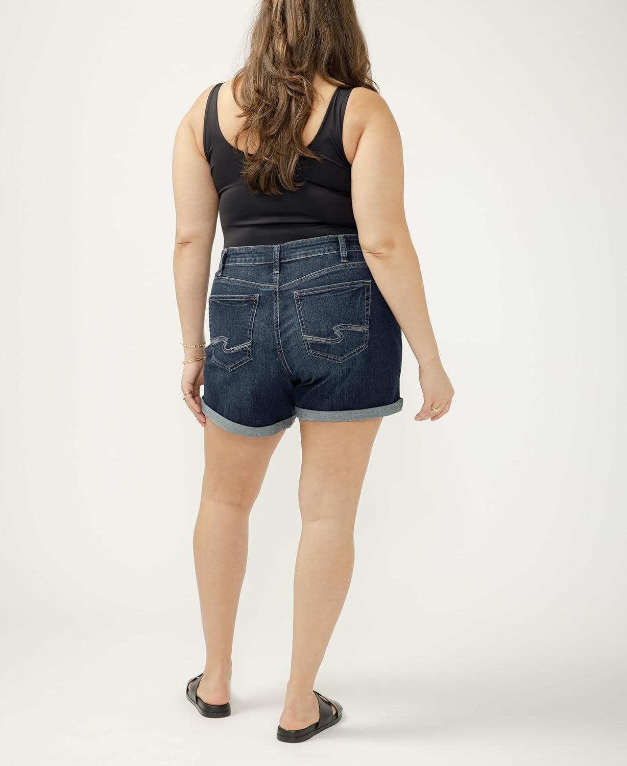 image:imageSilver Jeans Co Womens Plus Size Boyfriend Mid Rise ShortDark Wash Cvs495