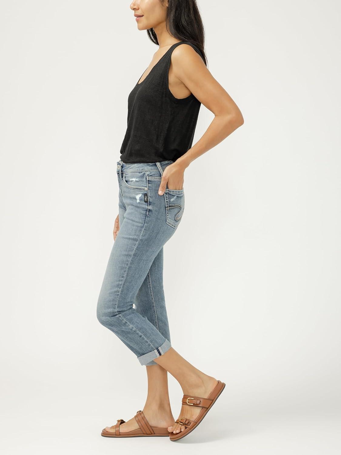 image:imageSilver Jeans Co Womens Suki Mid Rise Curvy Fit Capri Jeans Medium Wash 22W