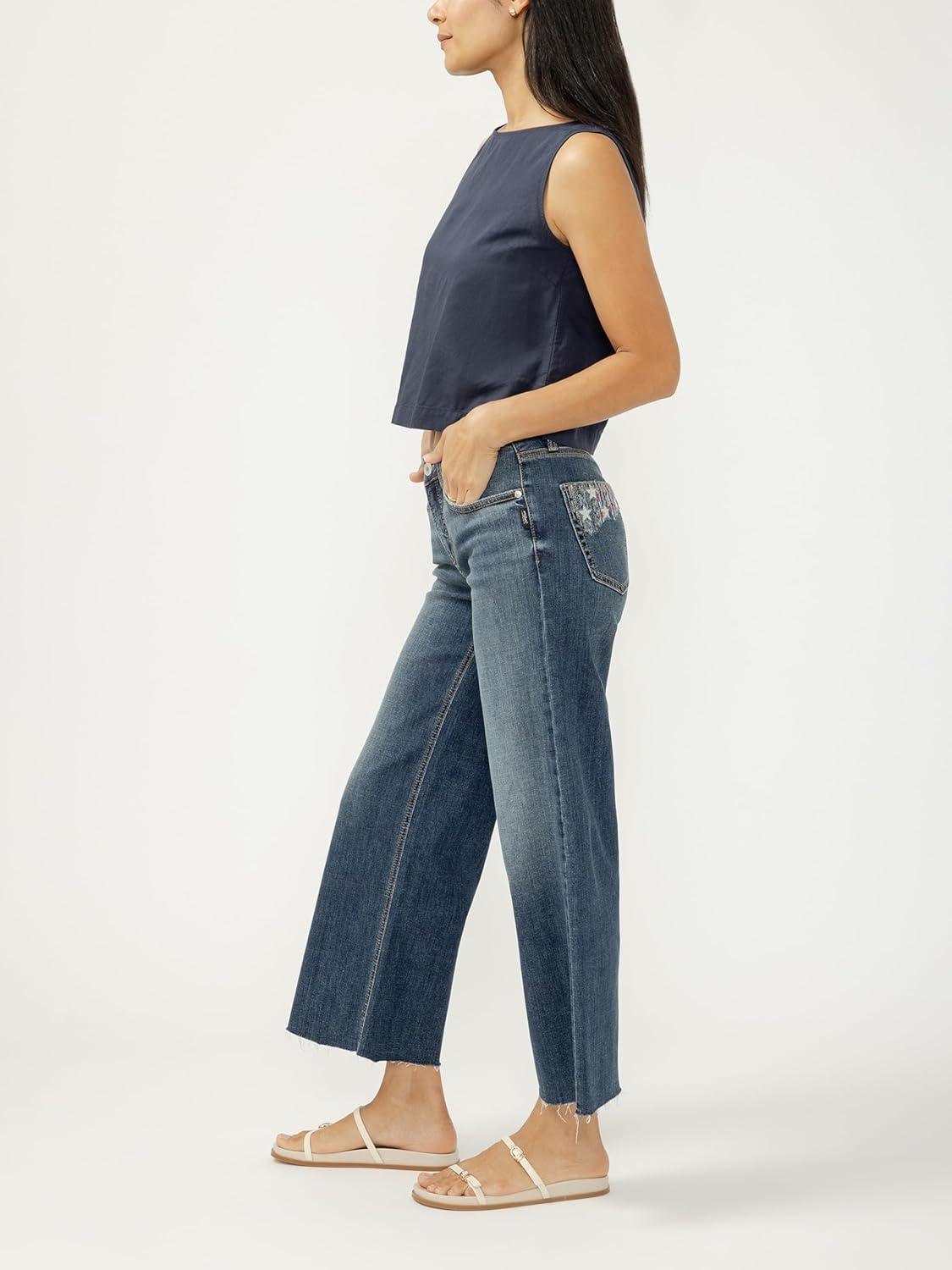 image:imageSilver Jeans Co Womens Suki Mid Rise Curvy Fit Wide Leg JeansMix Tape