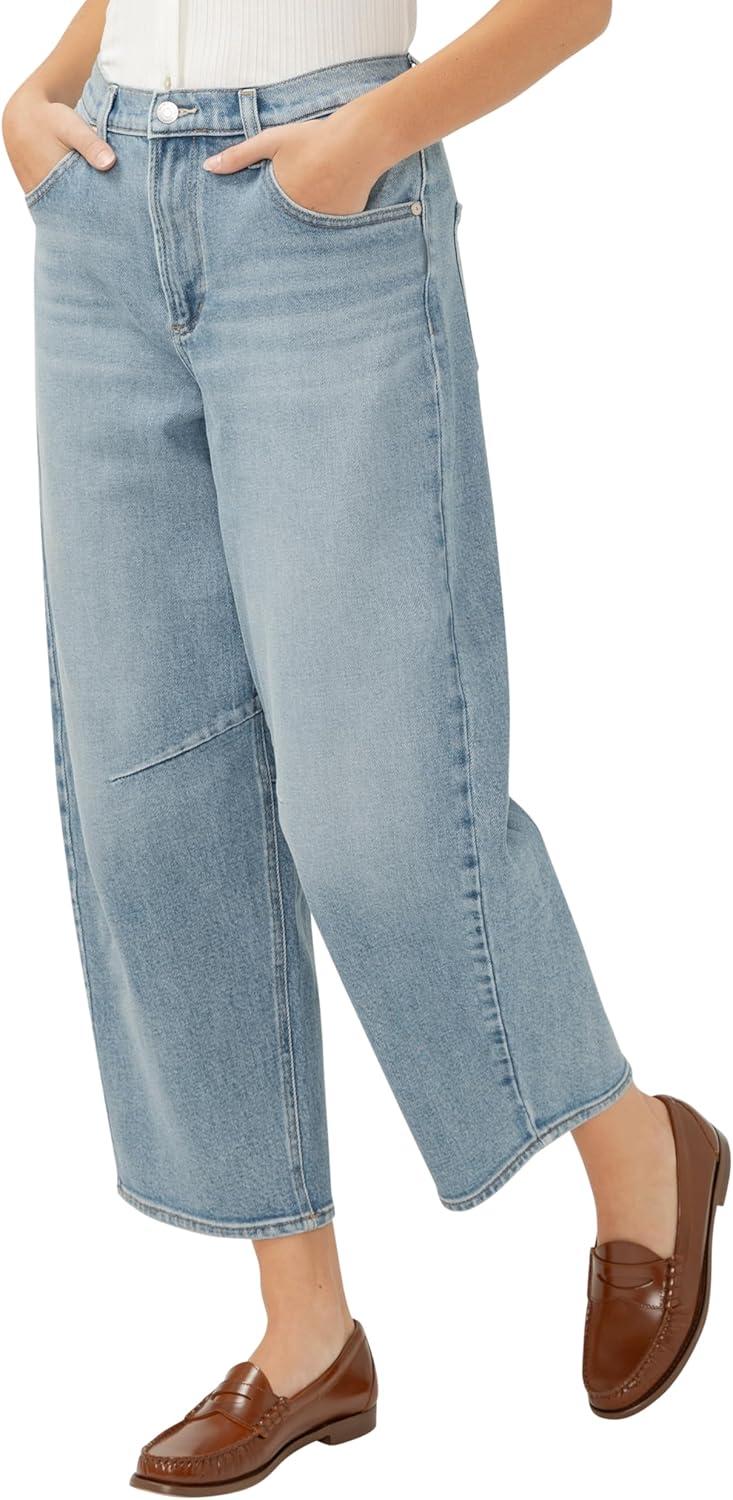 image:imageSilver Jeans Co Womens High Rise Tapered Barrel Leg JeansLight Wash