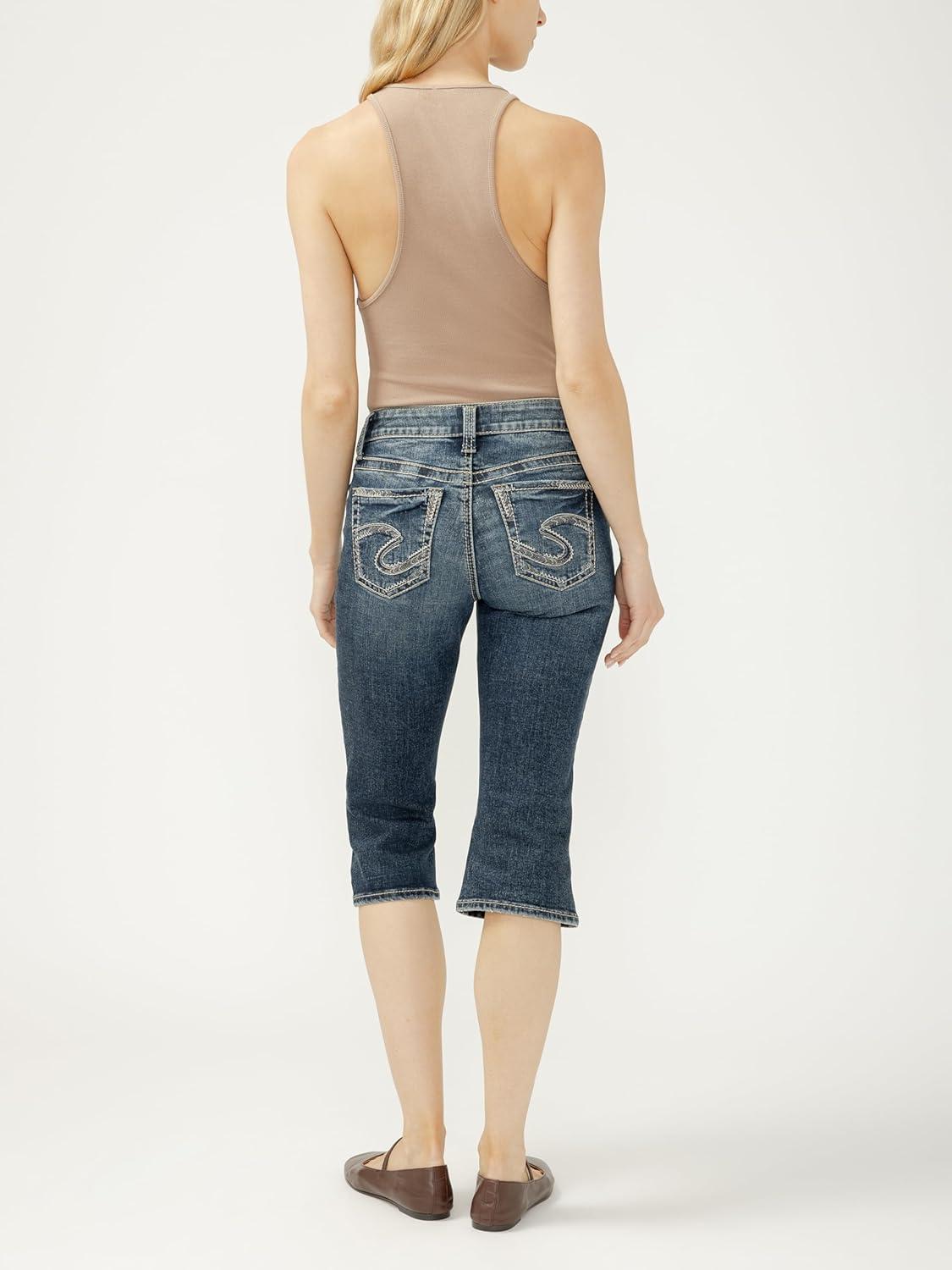 image:imageSilver Jeans Co Womens Suki Curvy Fit Mid Rise Capri JeanBlanche