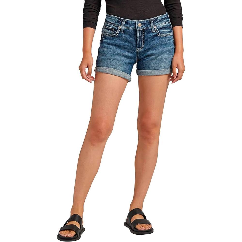 image:imageSilver Jeans Co Womens Britt Low Rise Curvy Fit ShortMed Wash Eae394