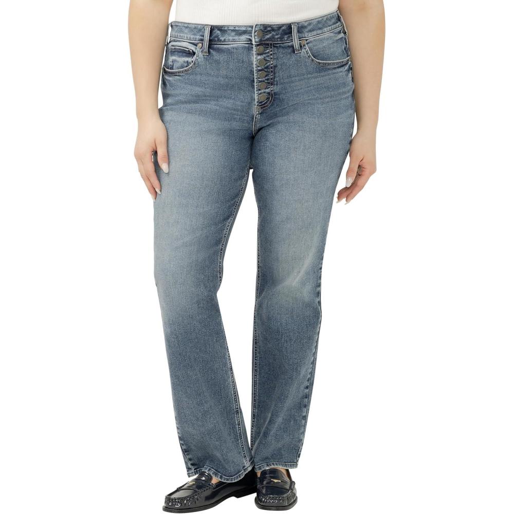 image:imageSilver Jeans Co Womens Plus Size Avery High Rise Slim Bootcut Jeans Medium Wash 14W x 31L