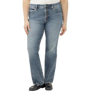 Silver Jeans Co. Women’s Plus Size Avery High Rise Slim Bootcut Jeans, Medium Wash, 14W x 31L