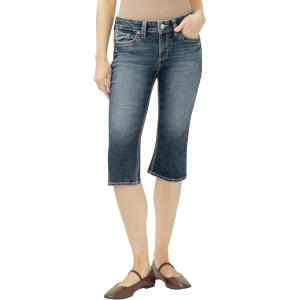 Silver Jeans Co. Women’s Suki Curvy Fit Mid Rise Capri Jean(Blanche)