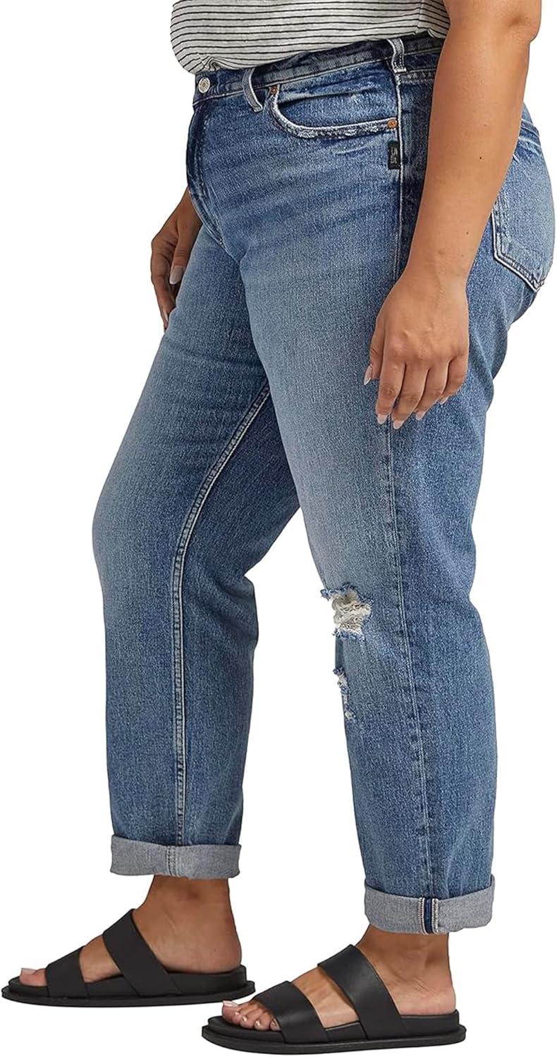 image:imageSilver Jeans Co Womens Plus Size 90s Boyfriend High Rise Straight Leg JeansMed Wash Rcs204