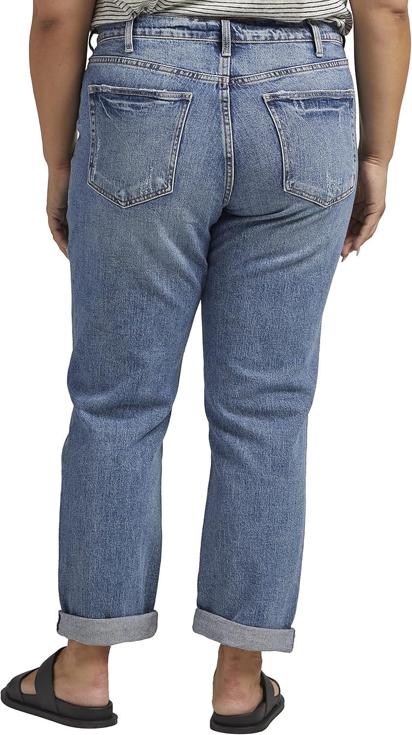 image:imageSilver Jeans Co Womens Plus Size 90s Boyfriend High Rise Straight Leg JeansMed Wash Rcs204