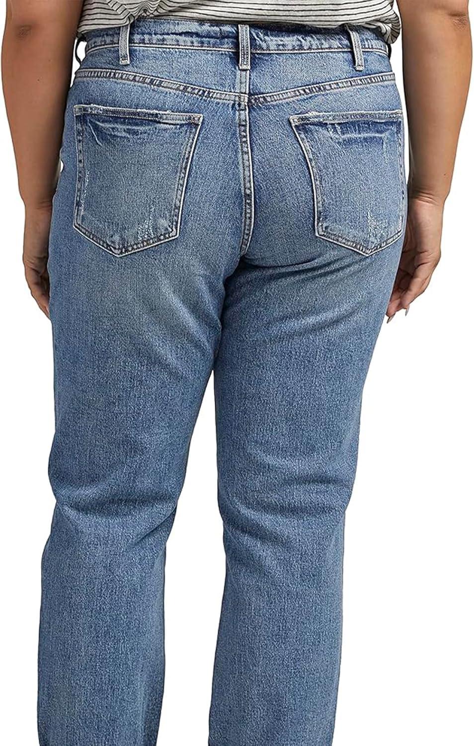 image:imageSilver Jeans Co Womens Plus Size 90s Boyfriend High Rise Straight Leg JeansMed Wash Rcs204