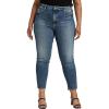 image:imageSilver Jeans Co Womens Plus Size High Rise Tapered Leg Mom JeanMed Wash Eoe373