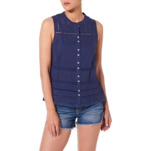 Silver Jeans Women’s Flowy Lace Crochet Tank, Navy, Medium